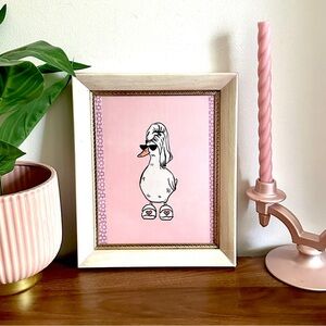 Duck in Slippers Silly Bathroom Art Canvas Print Vintage Framed Wall Art Quirky